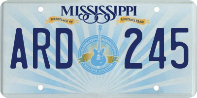 MS license plate ARD245