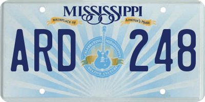 MS license plate ARD248
