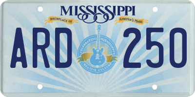 MS license plate ARD250