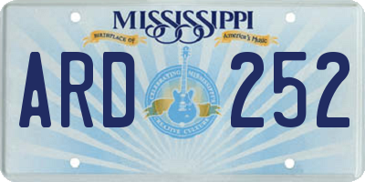 MS license plate ARD252