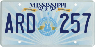 MS license plate ARD257