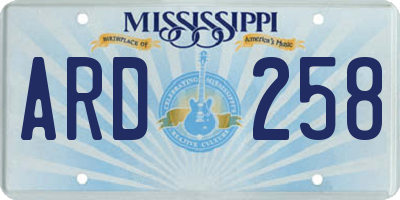 MS license plate ARD258