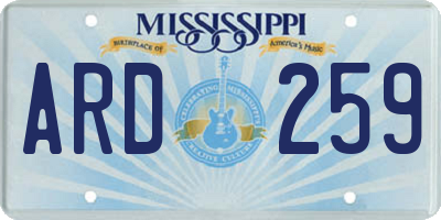 MS license plate ARD259