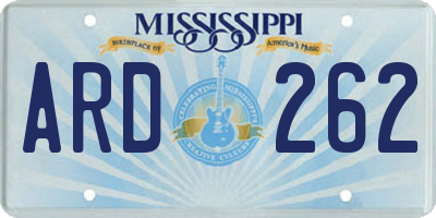 MS license plate ARD262