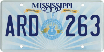 MS license plate ARD263