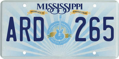 MS license plate ARD265