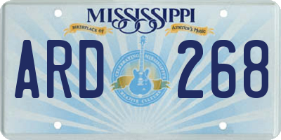 MS license plate ARD268
