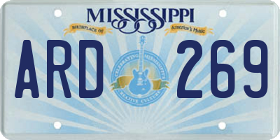 MS license plate ARD269
