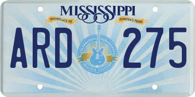 MS license plate ARD275