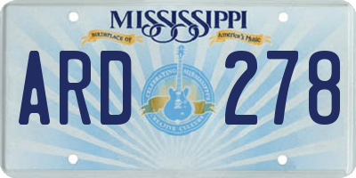 MS license plate ARD278