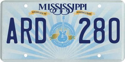 MS license plate ARD280