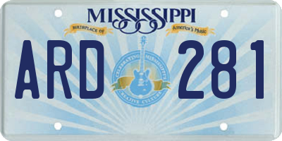 MS license plate ARD281