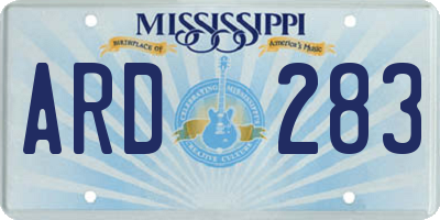 MS license plate ARD283