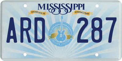 MS license plate ARD287