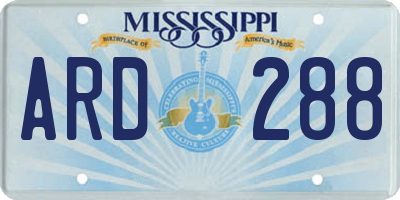 MS license plate ARD288