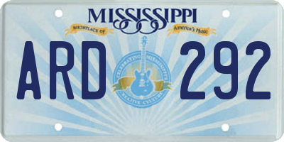 MS license plate ARD292