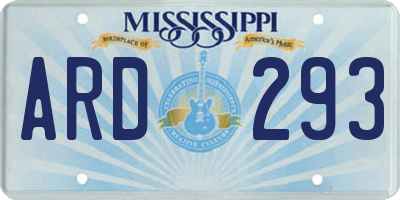 MS license plate ARD293