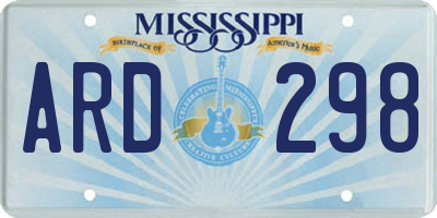 MS license plate ARD298