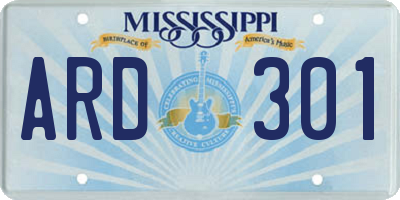 MS license plate ARD301