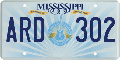 MS license plate ARD302