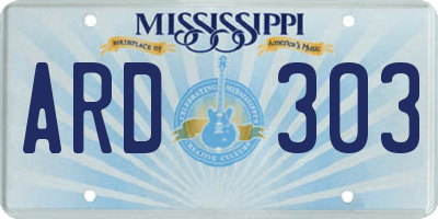 MS license plate ARD303