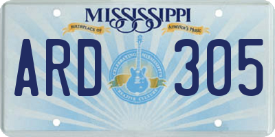 MS license plate ARD305