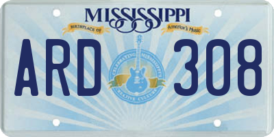 MS license plate ARD308