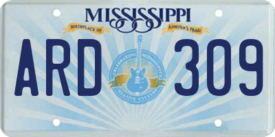 MS license plate ARD309