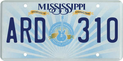 MS license plate ARD310