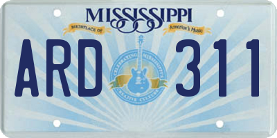 MS license plate ARD311