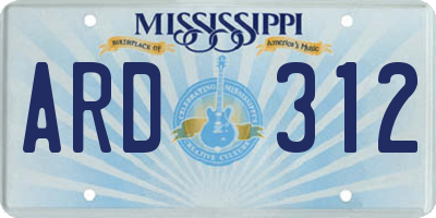 MS license plate ARD312