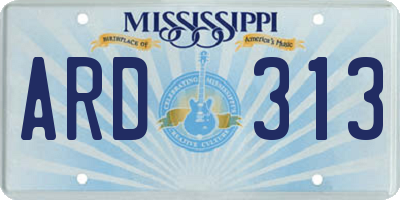 MS license plate ARD313