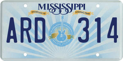 MS license plate ARD314