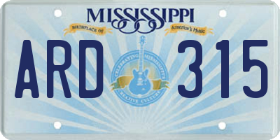 MS license plate ARD315