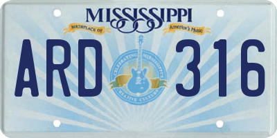 MS license plate ARD316