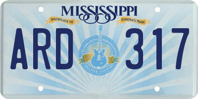 MS license plate ARD317