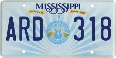 MS license plate ARD318
