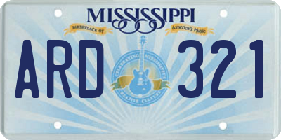 MS license plate ARD321