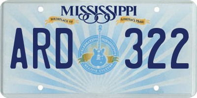 MS license plate ARD322