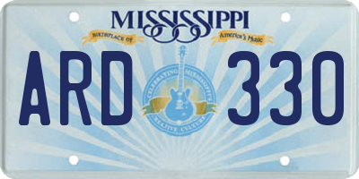 MS license plate ARD330