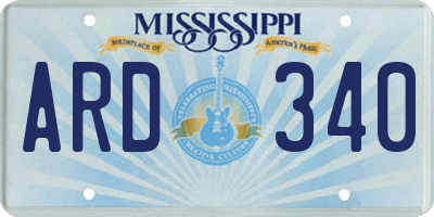 MS license plate ARD340