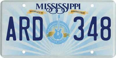 MS license plate ARD348