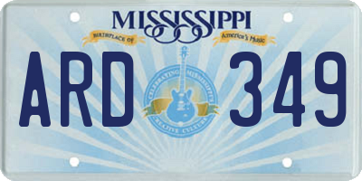 MS license plate ARD349