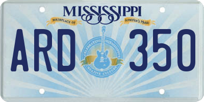 MS license plate ARD350