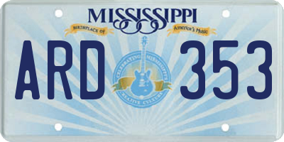 MS license plate ARD353