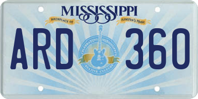 MS license plate ARD360