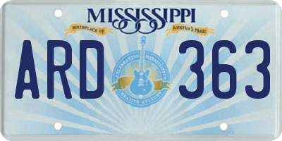 MS license plate ARD363