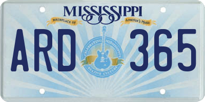 MS license plate ARD365