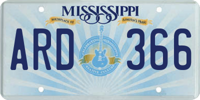 MS license plate ARD366