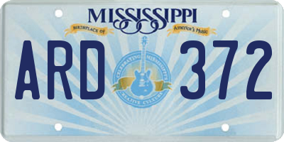 MS license plate ARD372